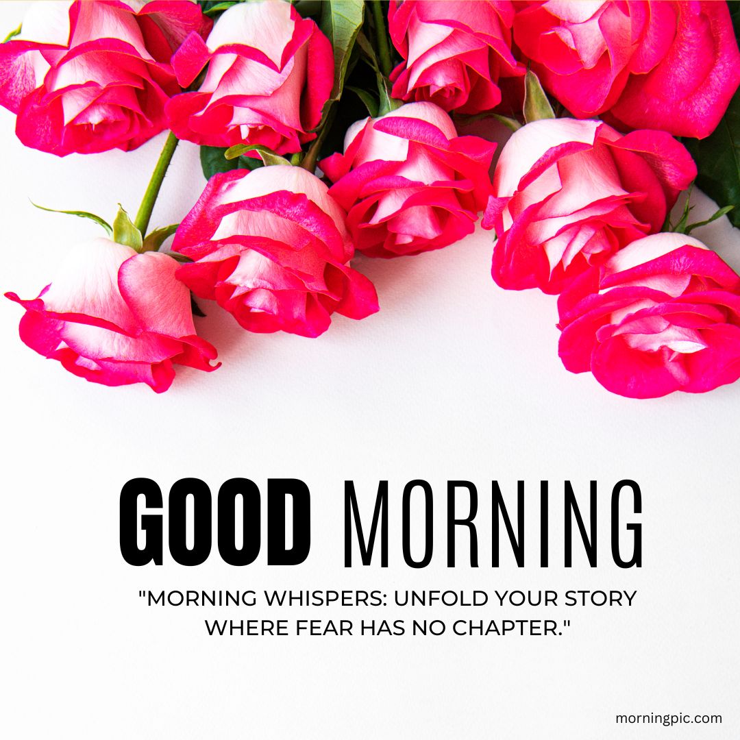 good morning images with positive words roses background